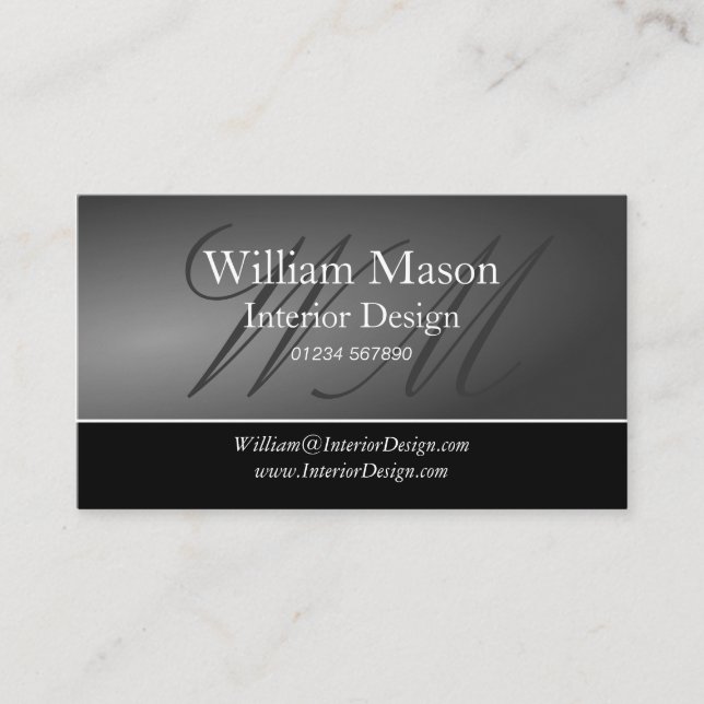 Black & Grey Professional Business Card (Front)