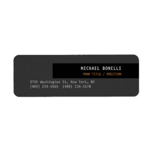 Black Grey Professional Custom Name Position Best Return Address Label