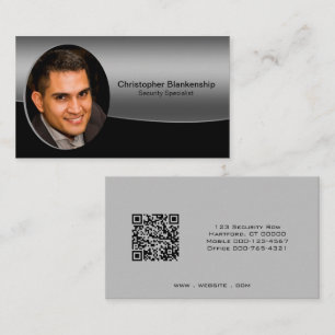 Black & Grey Professional Custom Photo QR Code Business Card