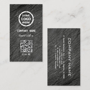 Black Grey Professional Design Modern QR Code  Bus Business Card