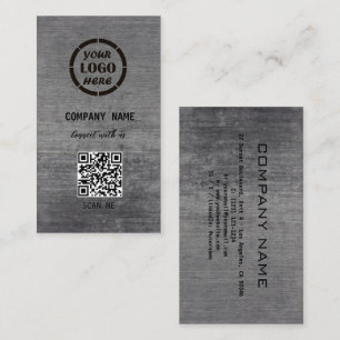 Black Grey Professional Design Modern QR Code  Business Card