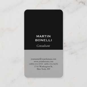 Black Grey Professional Modern Elegant Minimalist Business Card