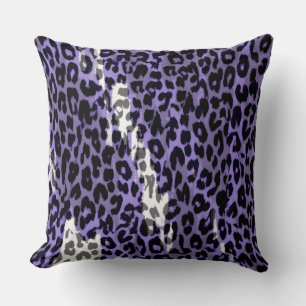 Black Grey Purple Leopard Print Skin Cushion