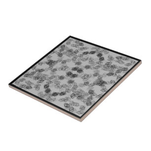 Black Grey Rectangular Shapes Geometric Pattern Ceramic Tile