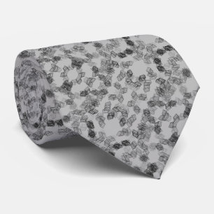 Black Grey Rectangular Shapes Geometric Pattern Tie