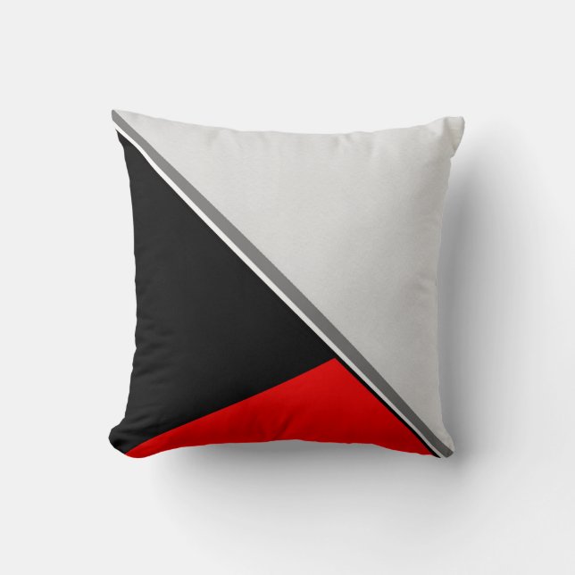 Black Grey Red Acrylic Block Painting Cushion (Front)