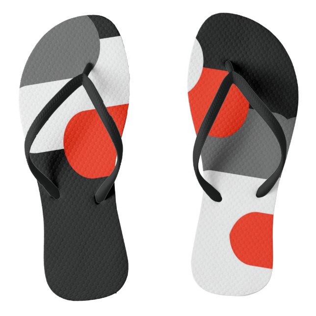 Black Grey red and White Pair of Flip Flops (Footbed)