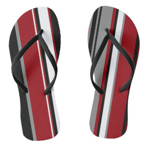Black, Grey Red and White Stripes   Thongs