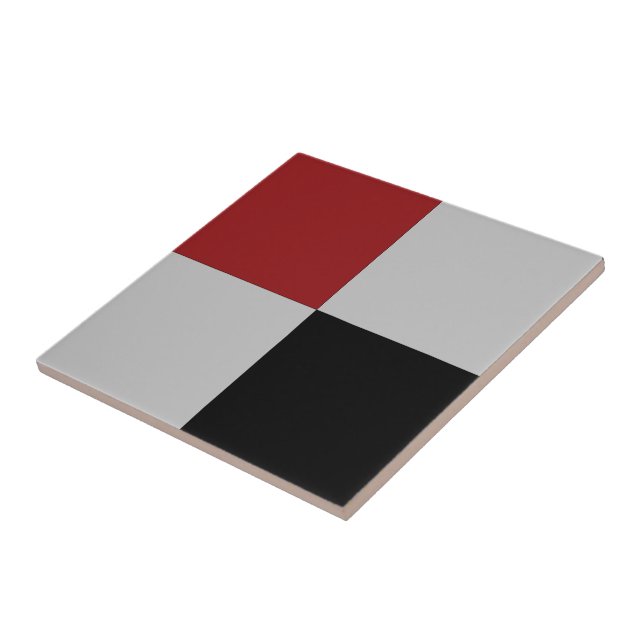 Black, Grey & Red Checked Ceramic Tile (Side)