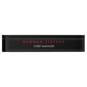 Black Grey Red Professional Modern Nameplate