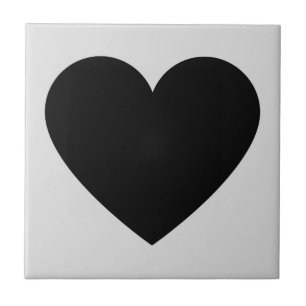 Black Grey Retro Heart Y2K Pattern Ceramic Tile