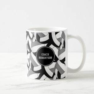 black grey school colours volleyball coach gift coffee mug
