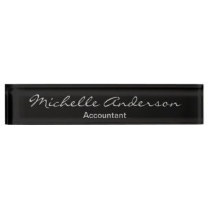 Black Grey Script Accountant Tax Advisor Nameplate