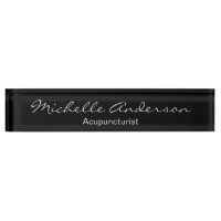 Black Grey Script Acupuncturist Nameplate