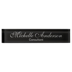 Black Grey Script Consultant Nameplate