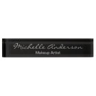 Black Grey Script Makeup Artist Nameplate