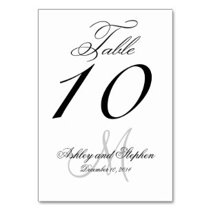 Black , Grey Script Wedding Table Number