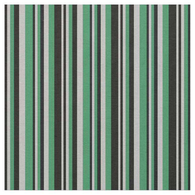 Black, Grey & Sea Green Coloured Lines Fabric (Close Up)