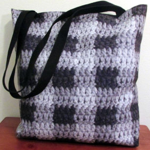 Black Grey Shades Business Plaid Texture Crochet Tote Bag