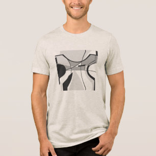 Black Grey Shades MCM-inspired Abstract Design Tri-Blend Shirt