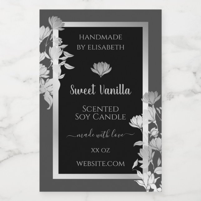 Black Grey Silver Frame Product Packaging Labels & (Single Label)