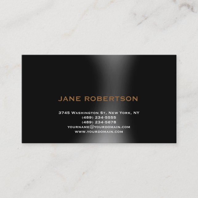 Black Grey Simple Plain Business Card (Front)