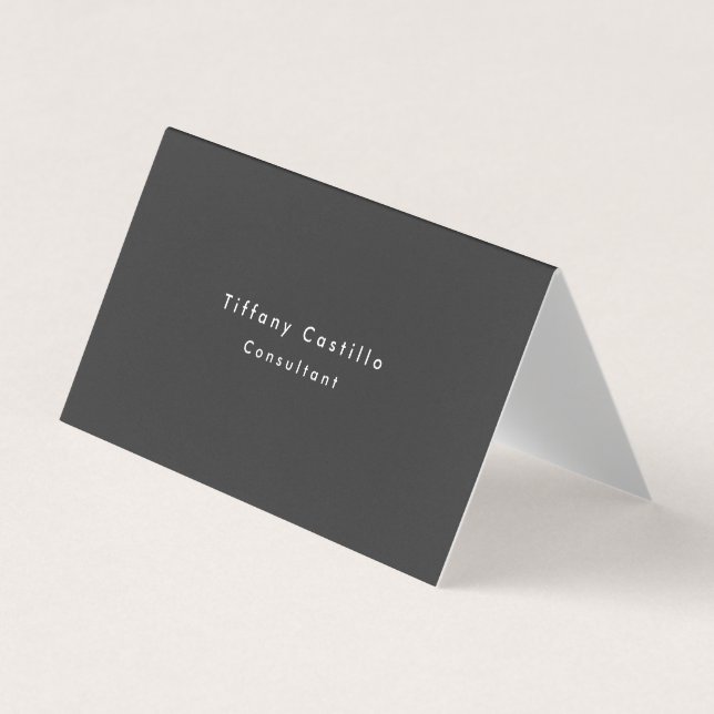 Black Grey Simple Plain Elegant Modern Business Card (Front)