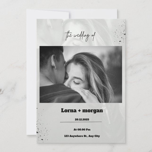 Black Grey Simple Wedding Invitation (Front)