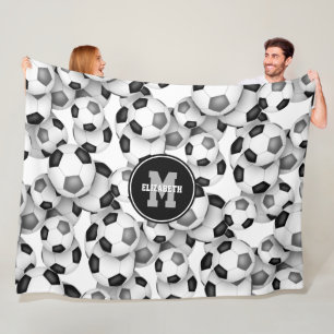 black grey soccer team colours kids sports room fleece blanket