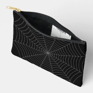 Black grey spider web Halloween pattern Accessory Pouch