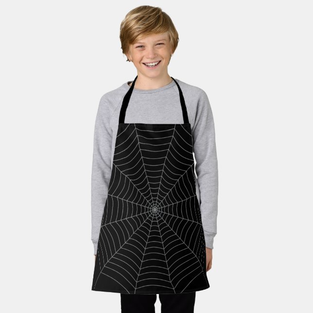 Black grey spider web Halloween pattern Apron (Worn)