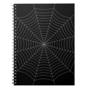 Black grey spider web Halloween pattern Notebook