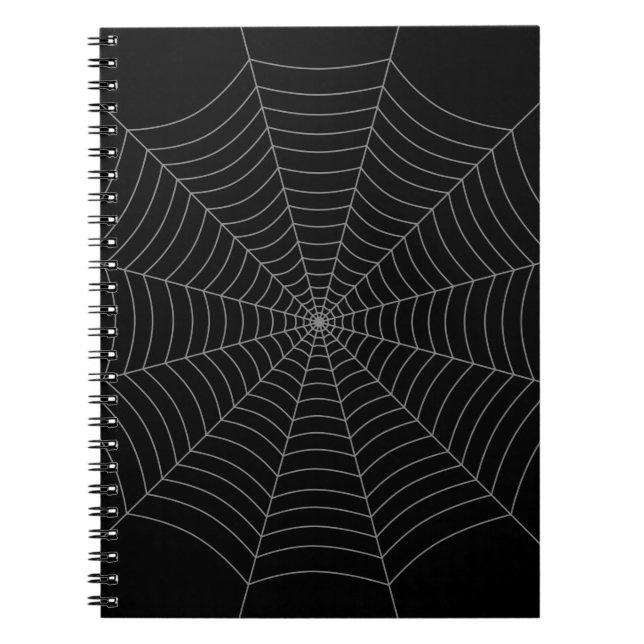 Black grey spider web Halloween pattern Notebook (Front)