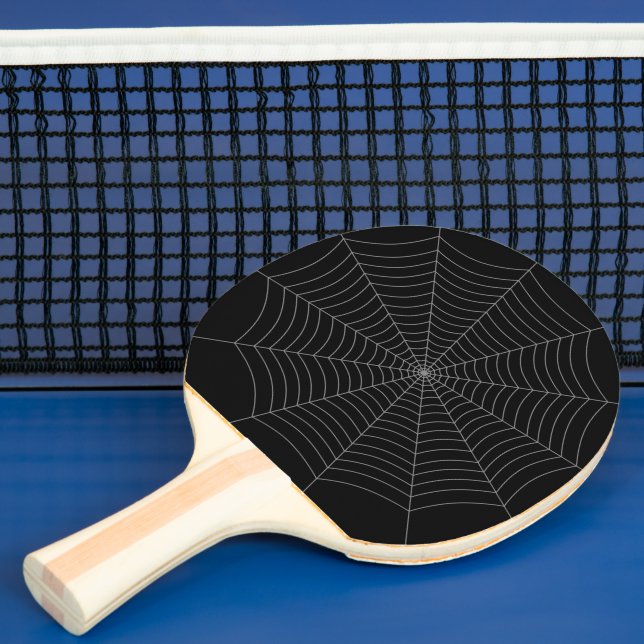 Black grey spider web Halloween pattern Ping Pong Paddle (Insitu)
