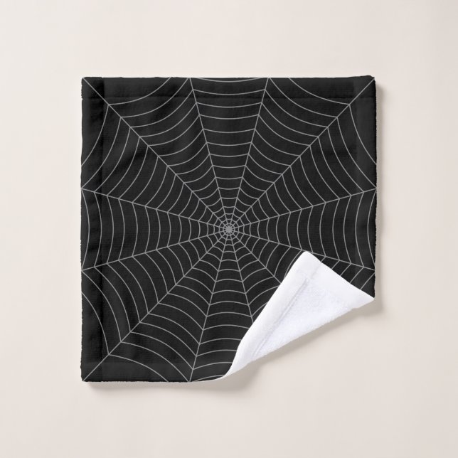 Black grey spider web Halloween pattern Wash Cloth (Wash Cloth)