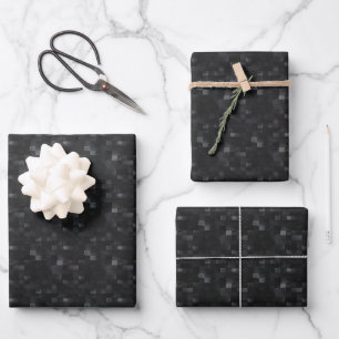 Black & Grey Squares  Wrapping Paper Sheet