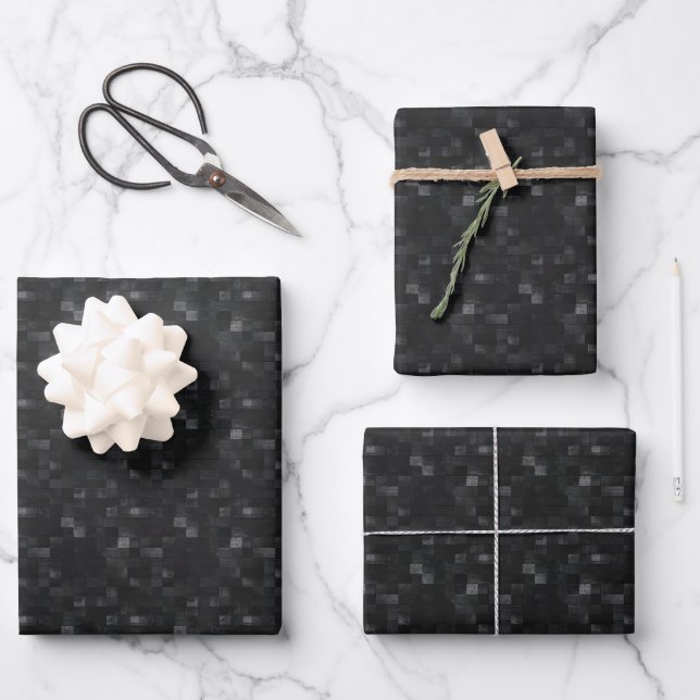 Black & Grey Squares  Wrapping Paper Sheet (Front)
