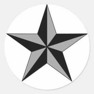 Black Grey Star on Circle Classic Round Sticker