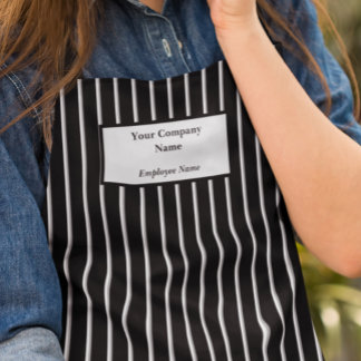Black & Grey Striped Business All-Over Print Apron
