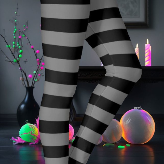 Black & Grey Striped Leggings (Creator Uploaded)