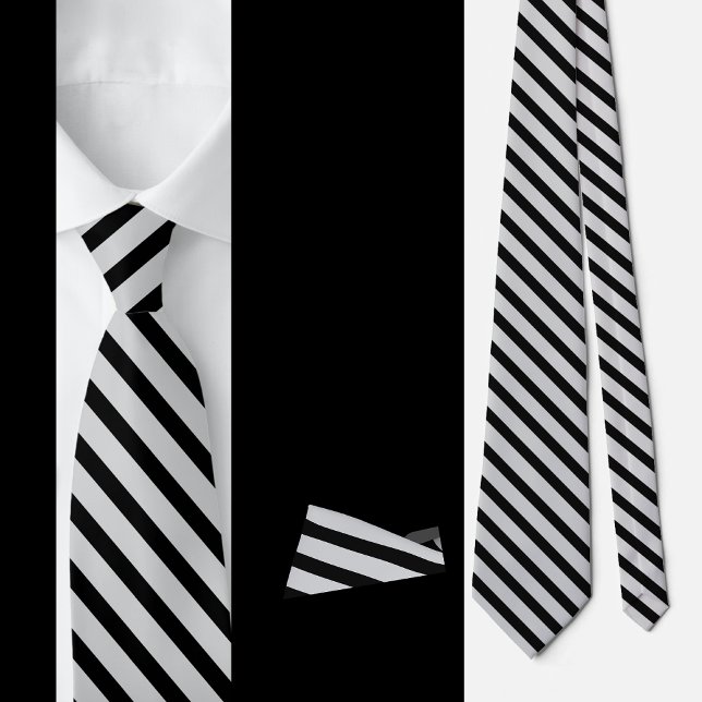 Black Grey Stripes Abstract Pattern     Tie (Creator Uploaded)