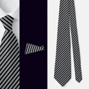 Black Grey Stripes Abstract Pattern     Tie