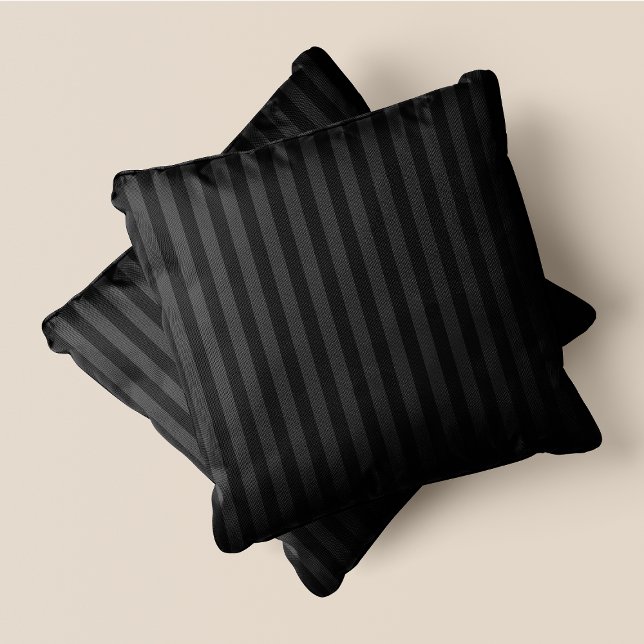 Black & Grey Stripes Cushion (Black & Grey Stripes Throw Pillow)