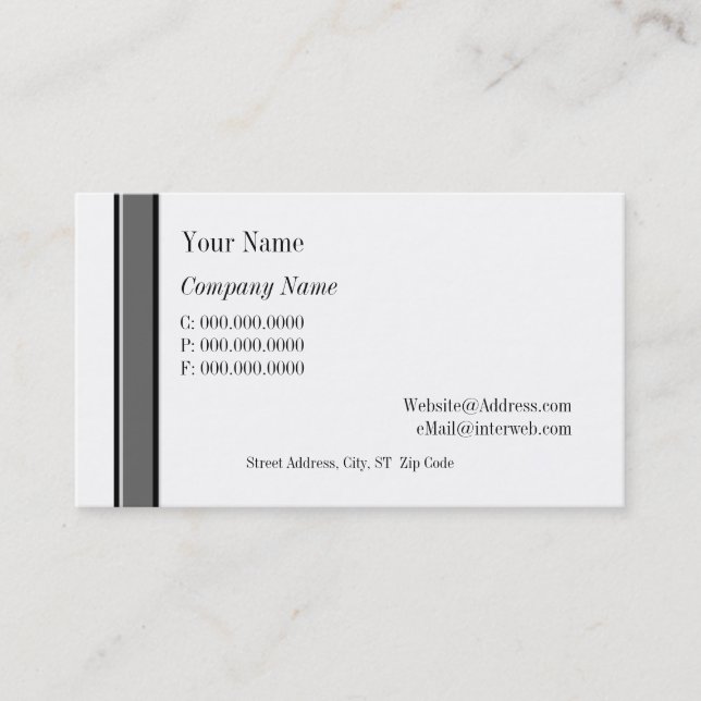 Black Grey Stripes Custom Business Cards (Front)