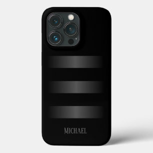 Black Grey Stripes Pattern Monogram  iPhone 13 Pro Case