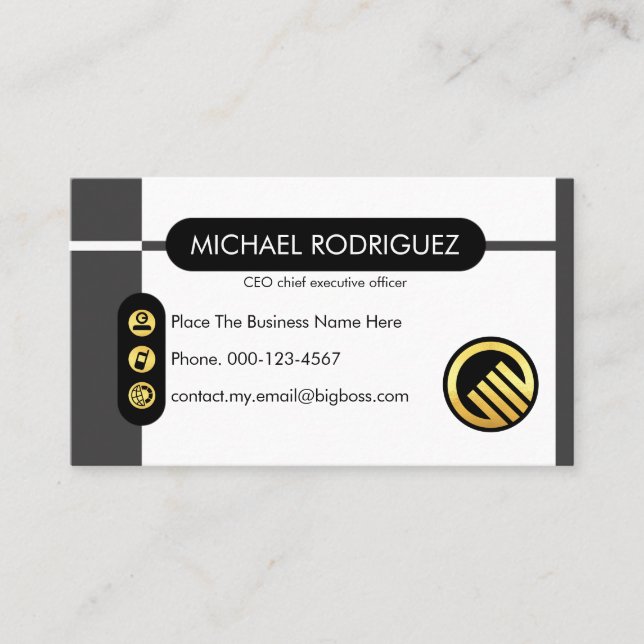 Black & Grey Tab Layers Startup Business Card (Front)