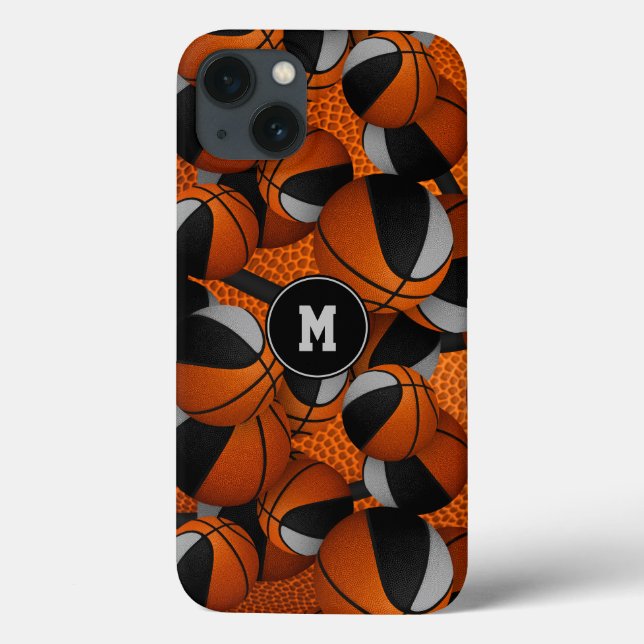 Black grey team colours basketball sports pattern Case-Mate iPhone case (Back)