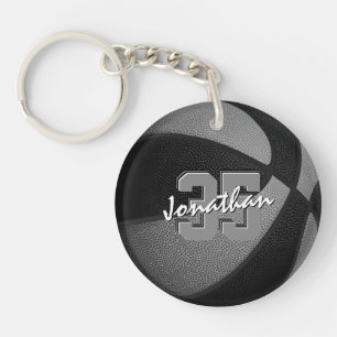 black grey team colours boys girls basketball key ring