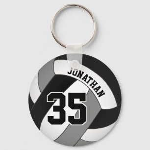 black grey team colours boys' volleyball custom key ring