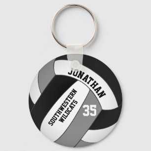 black grey team colours boys' volleyball key ring